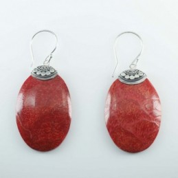 Earring Oval 18x30mm.  Coral