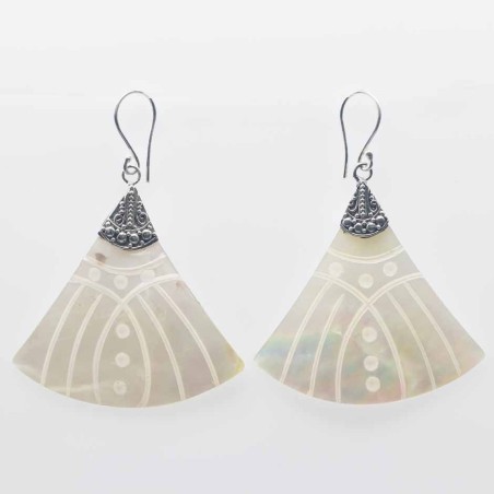 Earring Triangle  34x37mm.   Mother Of Pearl