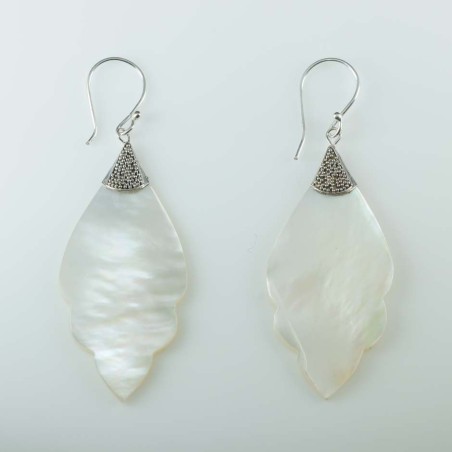 Earring  Rhombus 17x40mm. Mother Of Pearl