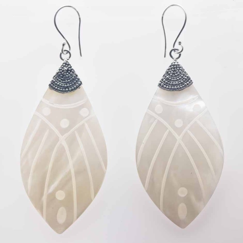 Earring  Rhombus 23x46mm. Mother Of Pearl