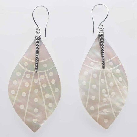 Earring  Rhombus 23x47mm. Mother Of Pearl