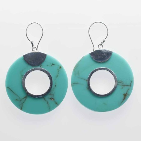 Earring Round 34mm. Torquoise