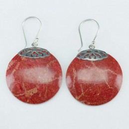 Earring Round 25mm. Coral