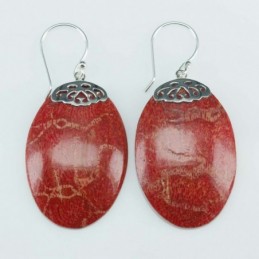 Earring Oval 20x33mm. Coral