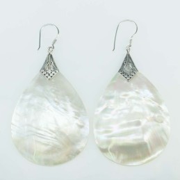 Earring Drop 36x58mm. Mother Of Pearl