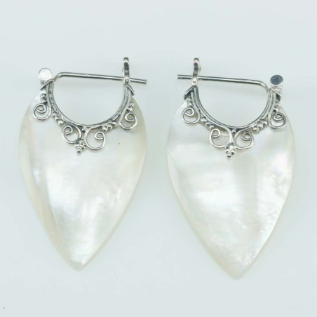 Earring Rhombus hand 17x31mm. Mother Of Pearl