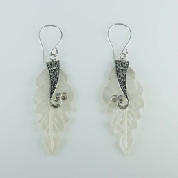 Earring Leaf 16x39mm. Mother Of Pear