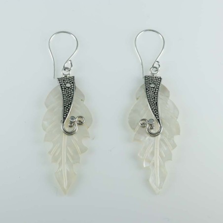 Earring Leaf 16x39mm. Mother Of Pear