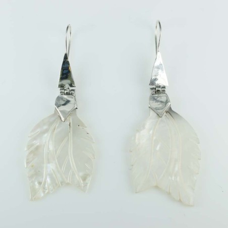 Earring Leaf 21x52mm. Mother Of Pearl