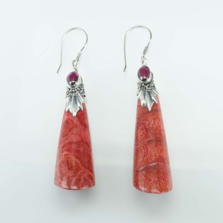 Earring Tube 13x46mm.  Coral