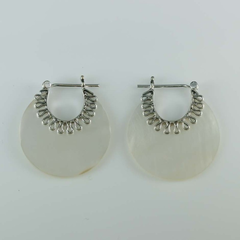 Earring  Hand Fan 21mm. MOP Shell