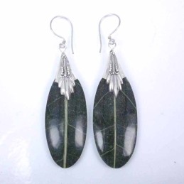 Earring Oval Real Tree Leaf