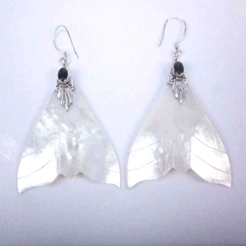 Earring Whale Tail MOP Shell