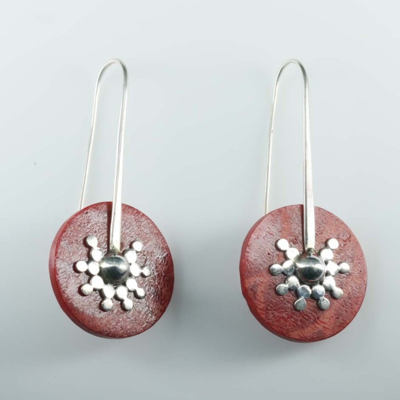 Earring Round Coral