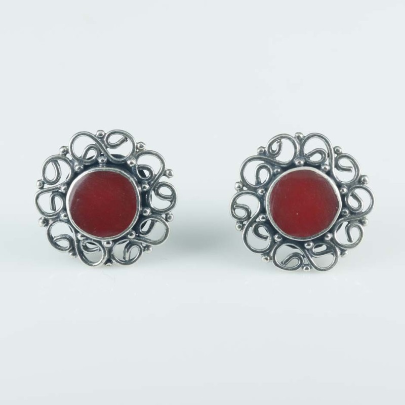 Earring Round Coral