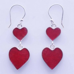Earring Hearts Coral