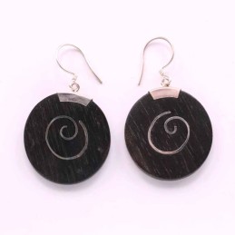 Earring Round Wood