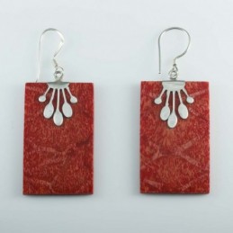 Earring Rectangle Coral