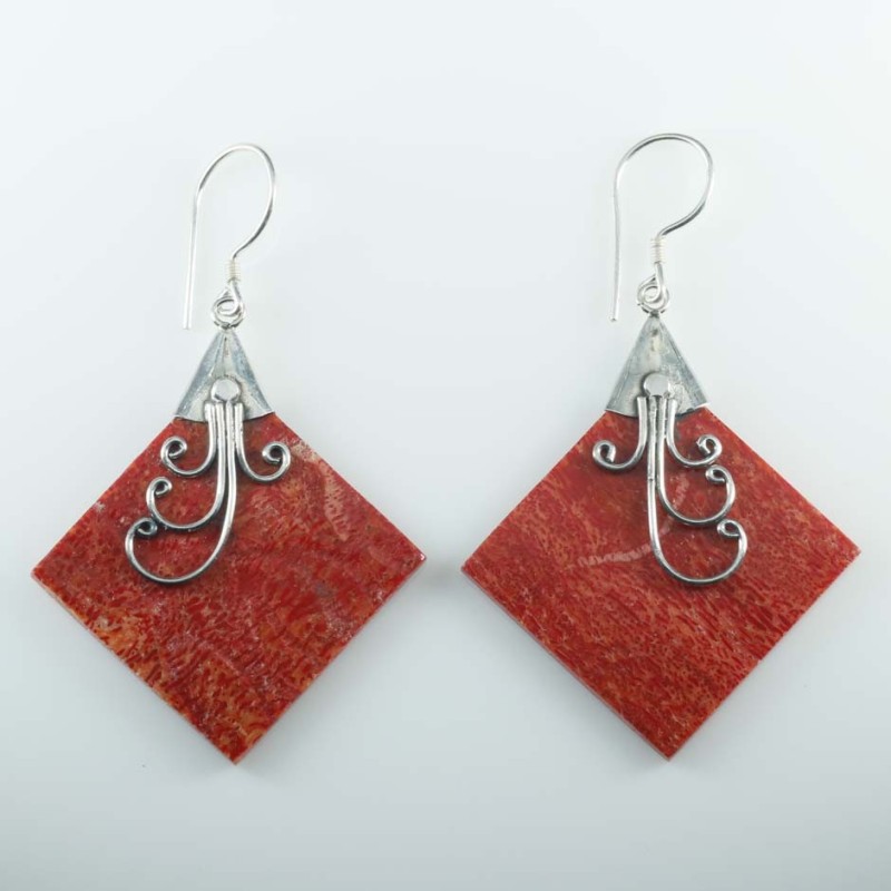 Earring Square Coral