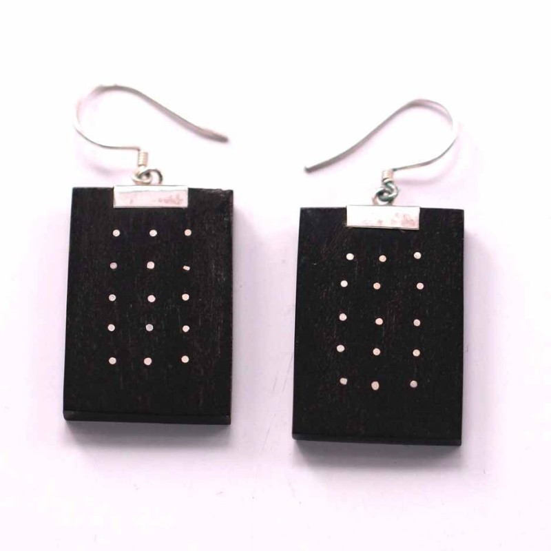 Earring Square Wood