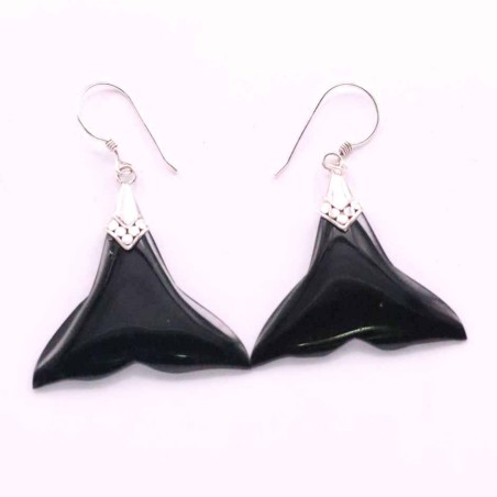 Earring Whale Tail Wood