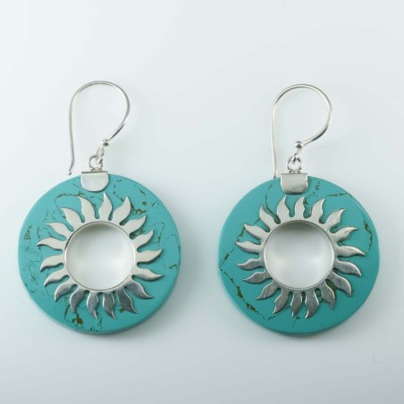 Earring Round Turquoise Stone Color