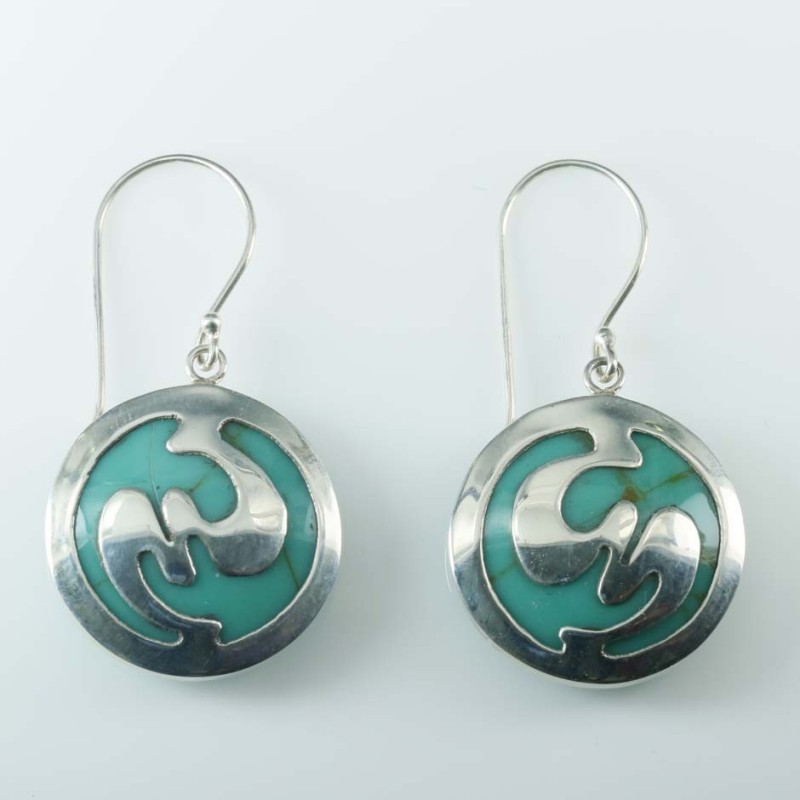 Earring Round Turquoise Stone Color