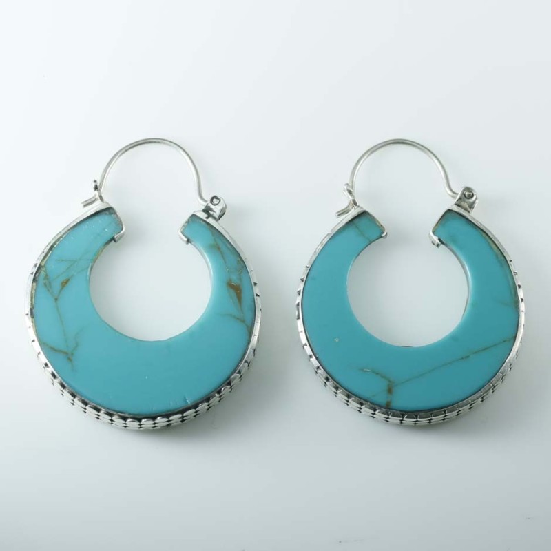 Earring Round Turquoise Stone Color