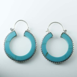 Earring Round Turquoise Stone Color