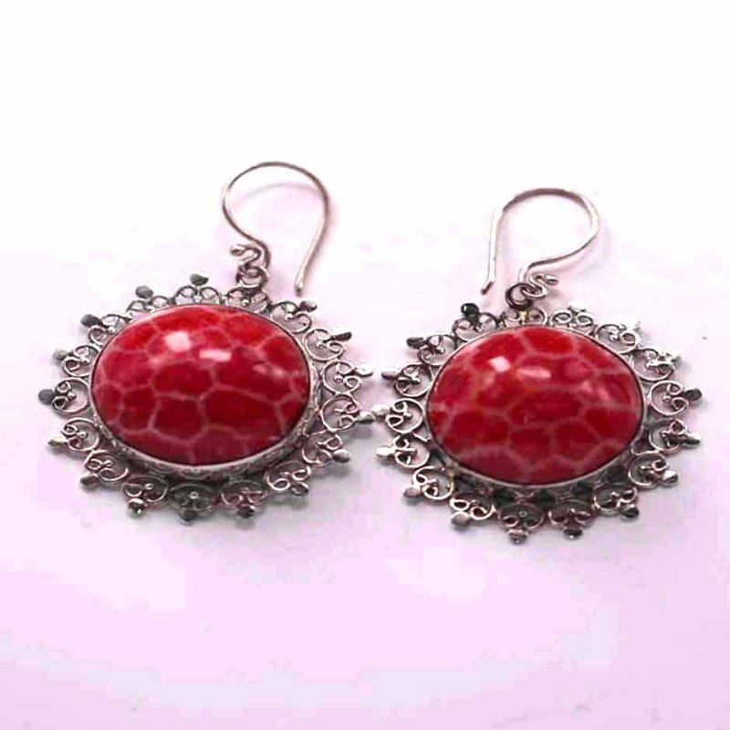 Earring Round Coral