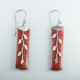 Earring Rectangle Coral
