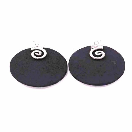 Earring Round Volcano Lava Stone