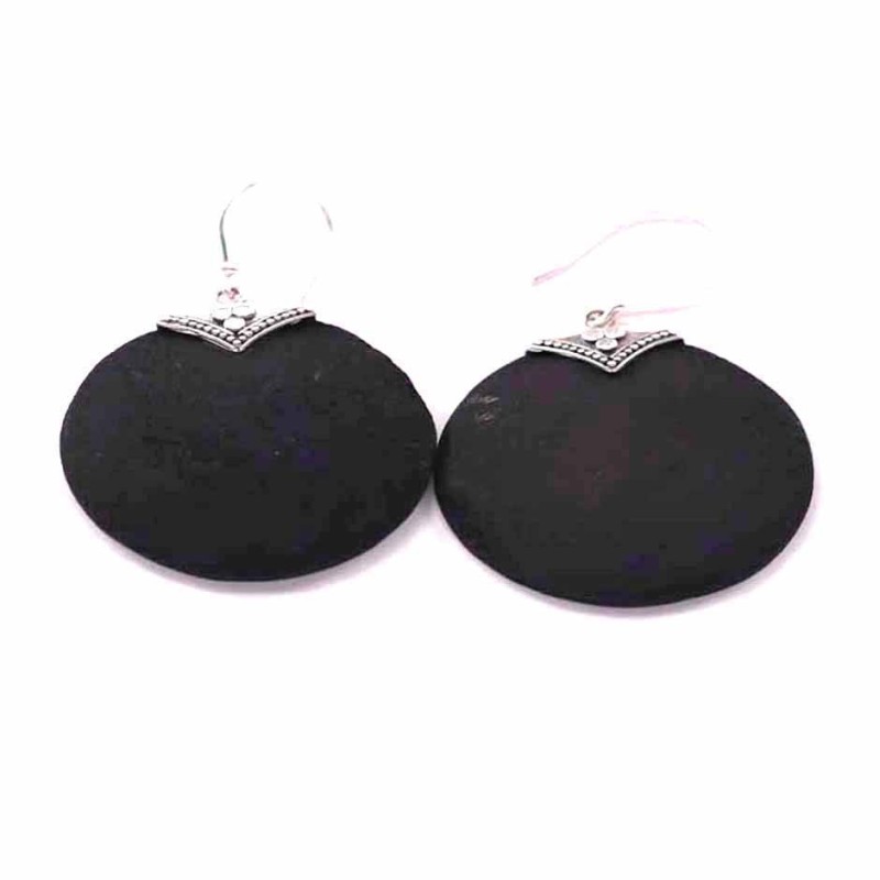 Earring Round Volcano Lava Stone