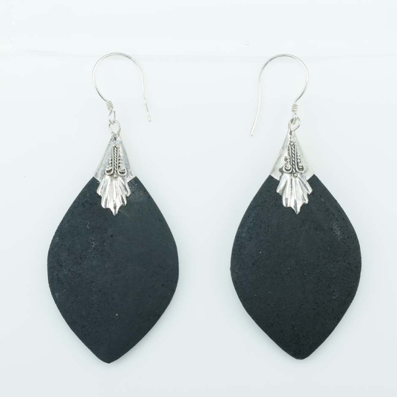 Earring Hand Fan Volcano Lava Stone