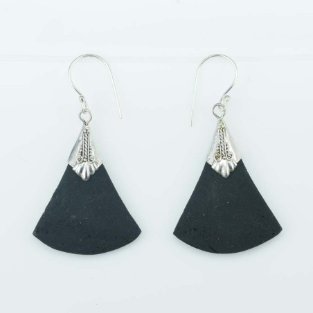 Earring Hand Fan Volcano Lava Stone