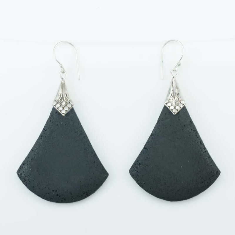 Earring Hand Fan Volcano Lava Stone