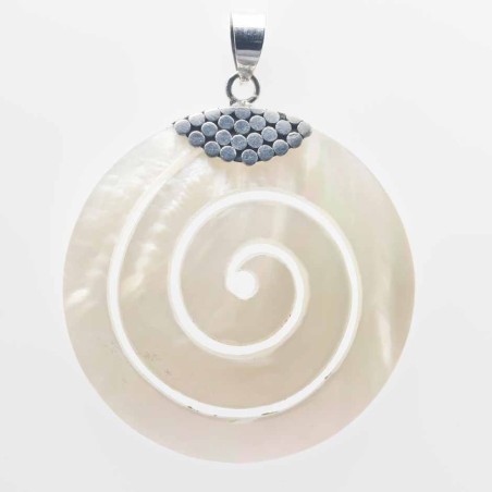 Pendant Round  Spiral 40mm. MOP Shell