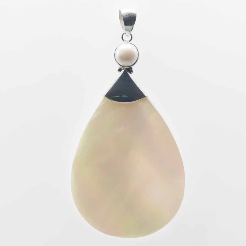 Pendant Drop 38x65mm. Mother of Pearl Shell