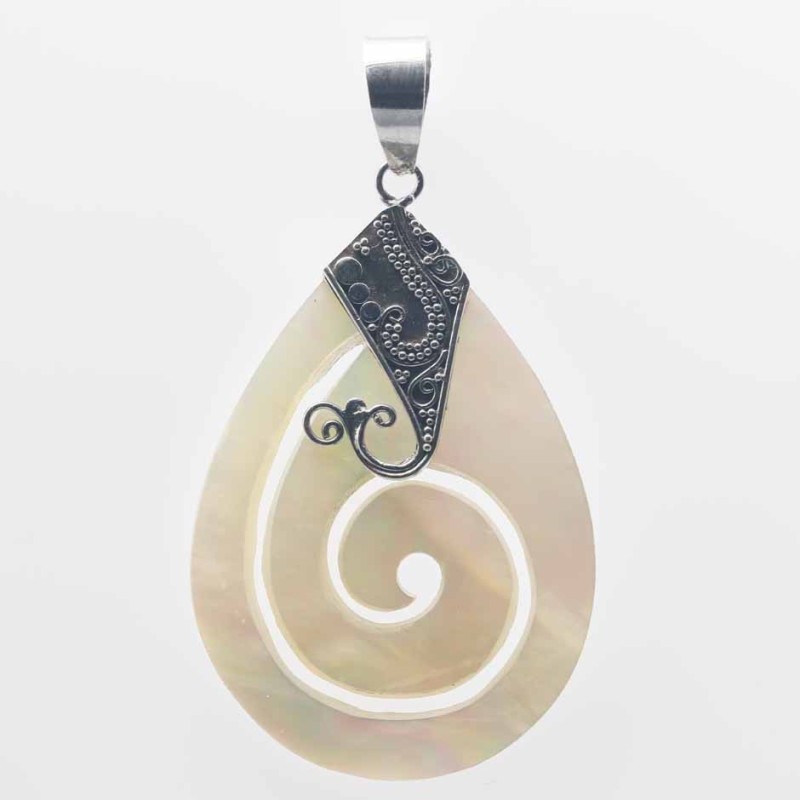 Pendant Drop Spiral 28x46mm. MOP Shell