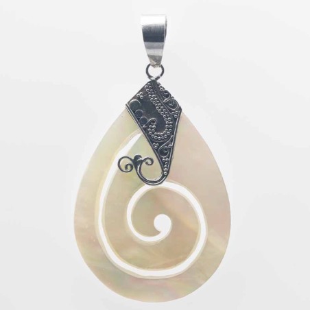 Pendant Drop Spiral 28x46mm. MOP Shell