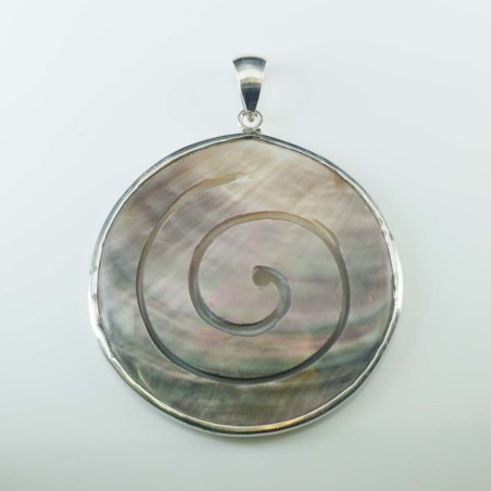 Pendant Round Black MOP Shell