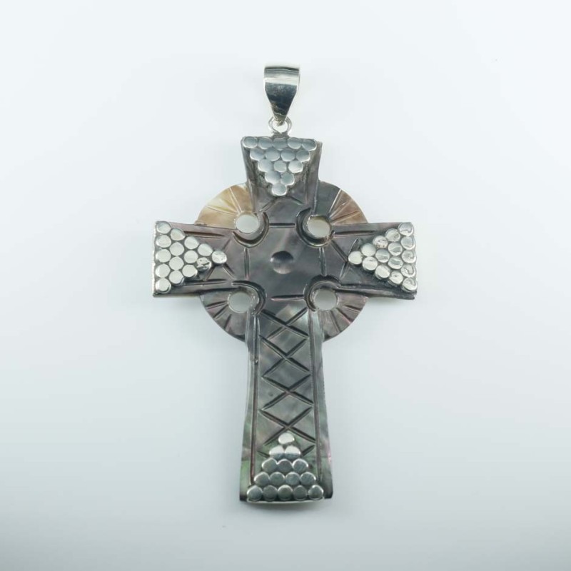 Pendant Cross Black MOP Shell