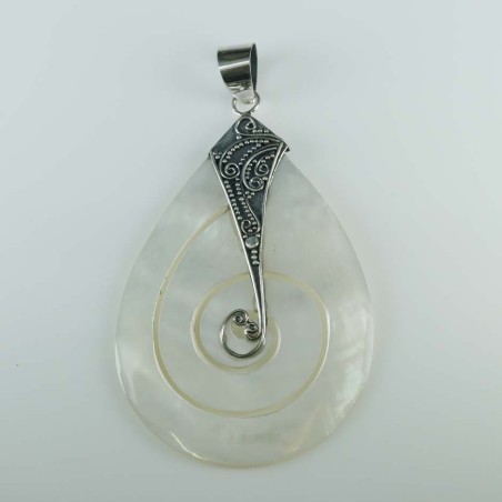 Pendant Drop Spiral 35x49mm. Mother Of Pearl