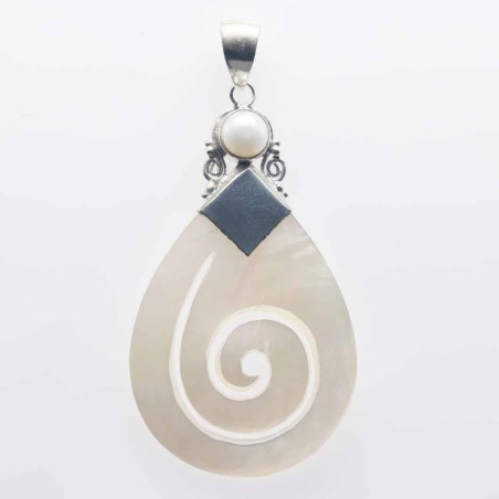 Pendant Drop Spiral 30x48mm. Mother Of Pearl