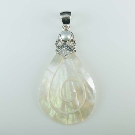 Pendant Drop Spiral 28x49mm. Mother Of Pearl