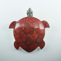 Pendant+Broch Turtul 40x45mm. Coral