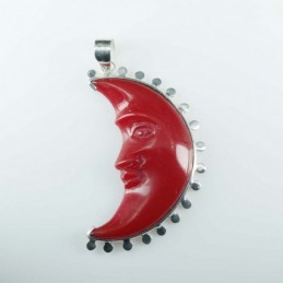 Pendant  Moon 21x45mm. Coral