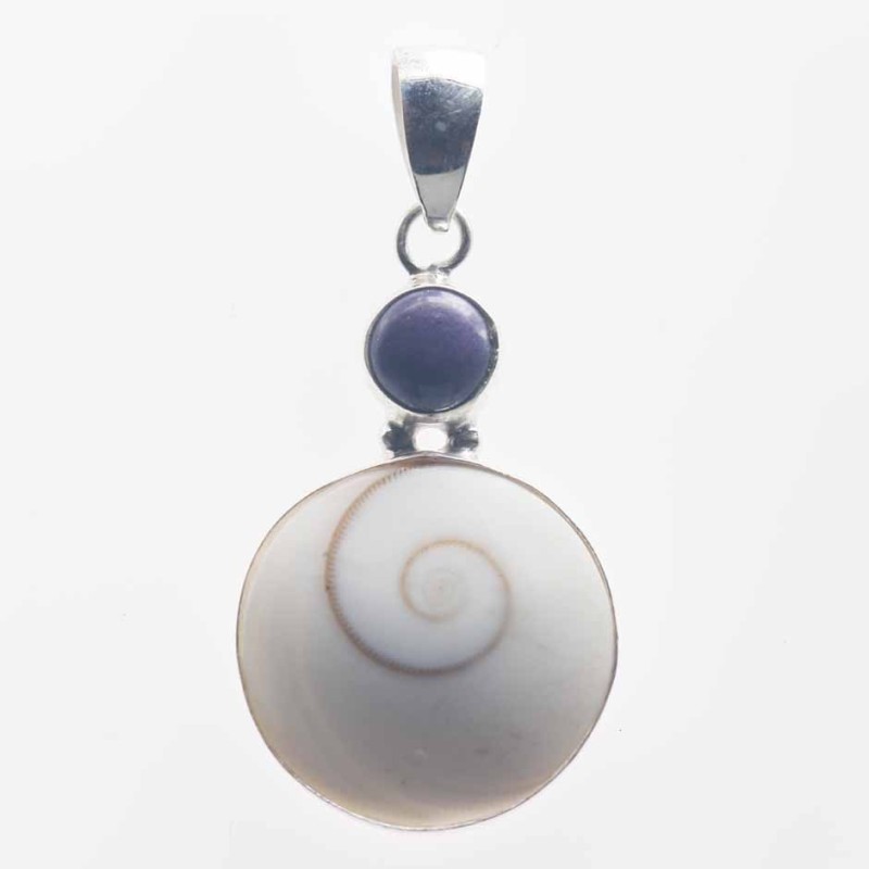 Pendant Round 18.5mm.with Stone 7mm.White Shive