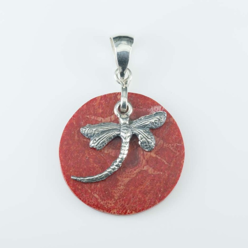 Pendant Round 30mm. Coral