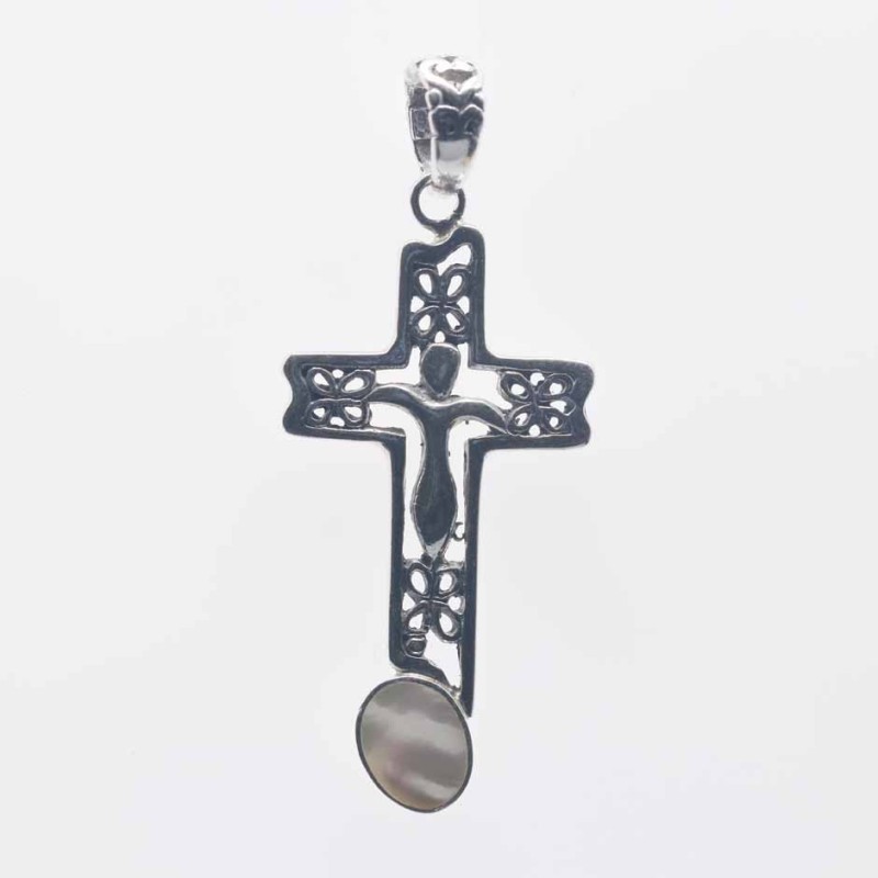 Pendant Cross 18.5x38mm. Mother Of Pear